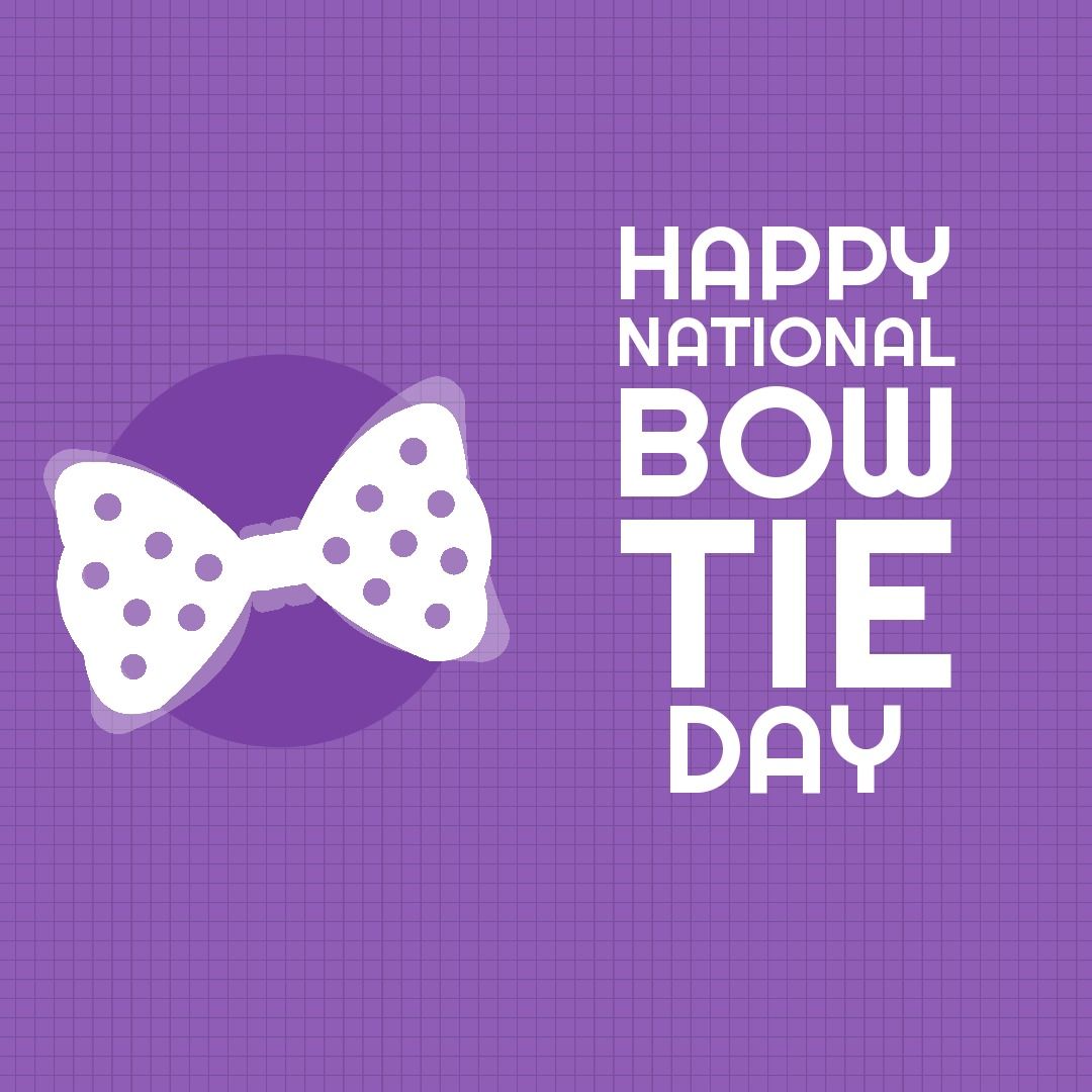 Illustration of happy national bow tie day text with bowtie and grid pattern on purple background - Download Free Stock Templates Pikwizard.com