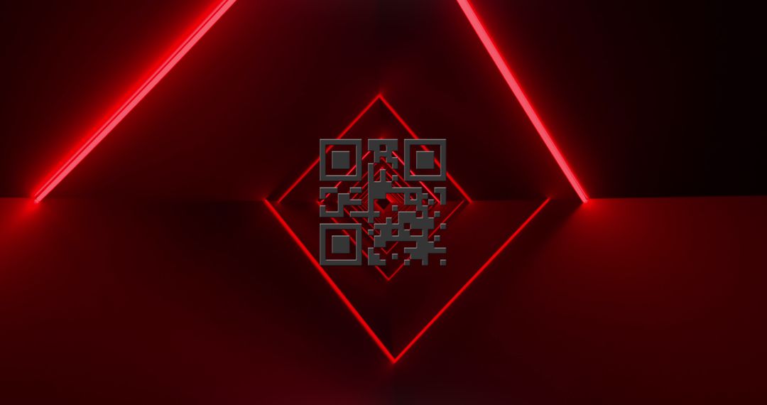 QR Code with Red Neon Light Abstract Digital Background