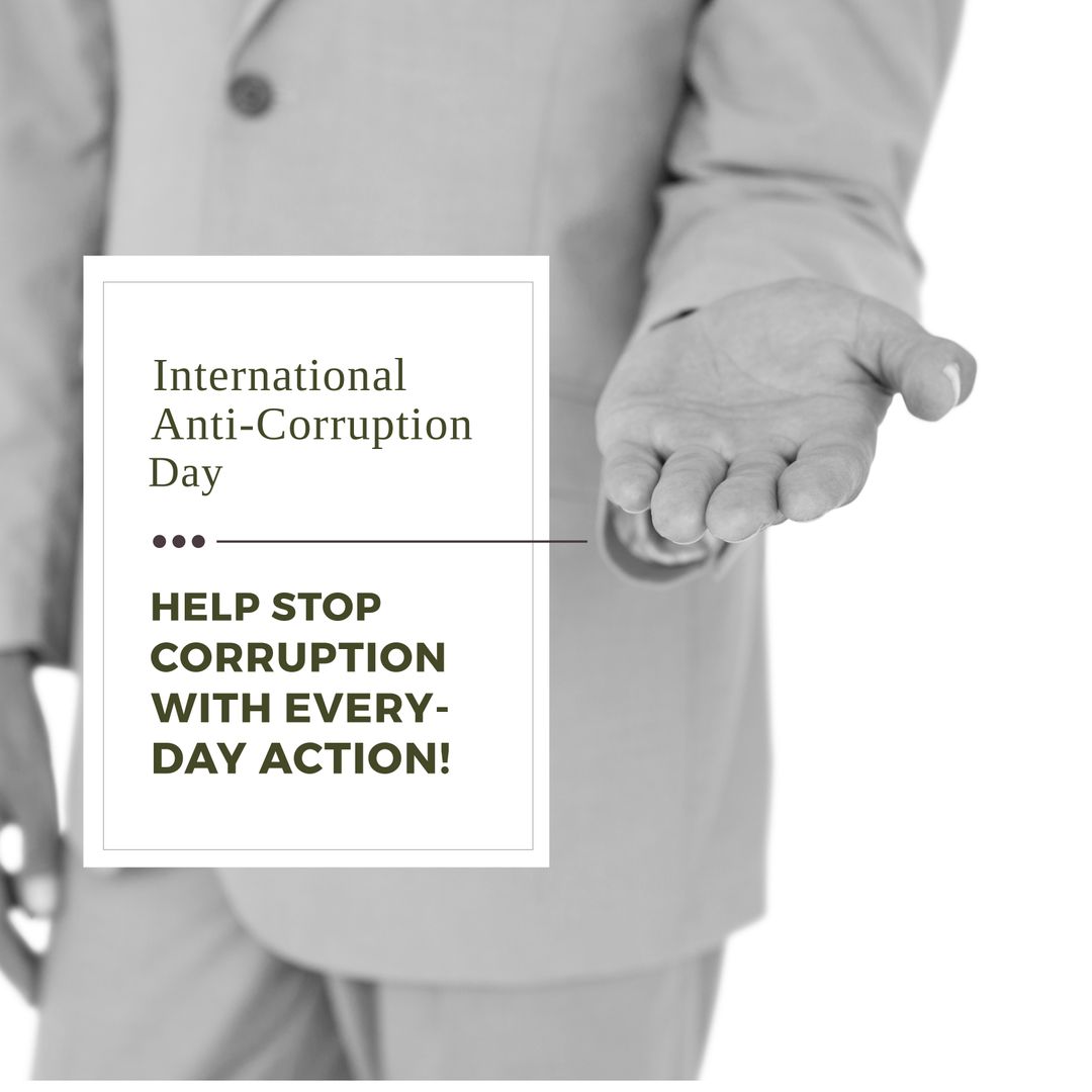 Businessman Promoting International Anti-Corruption Day Message