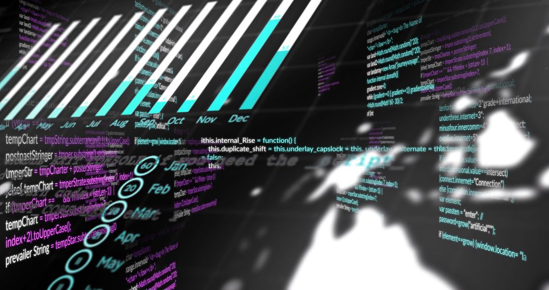 Futuristic Data Visualization with Code and World Map Overlay