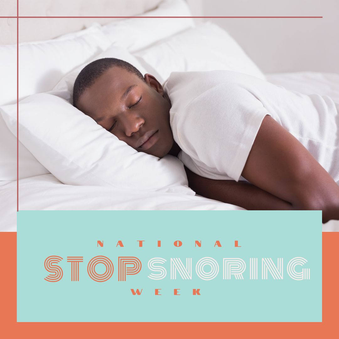 Young African American Man Sleeping Comfortably for National Stop Snoring Week - Download Free Stock Templates Pikwizard.com