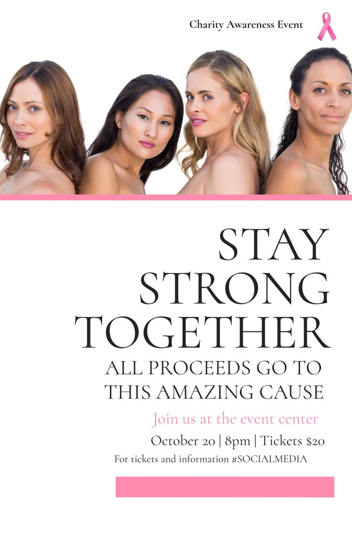 Diversified Group of Women Promoting Charity Event and Unity