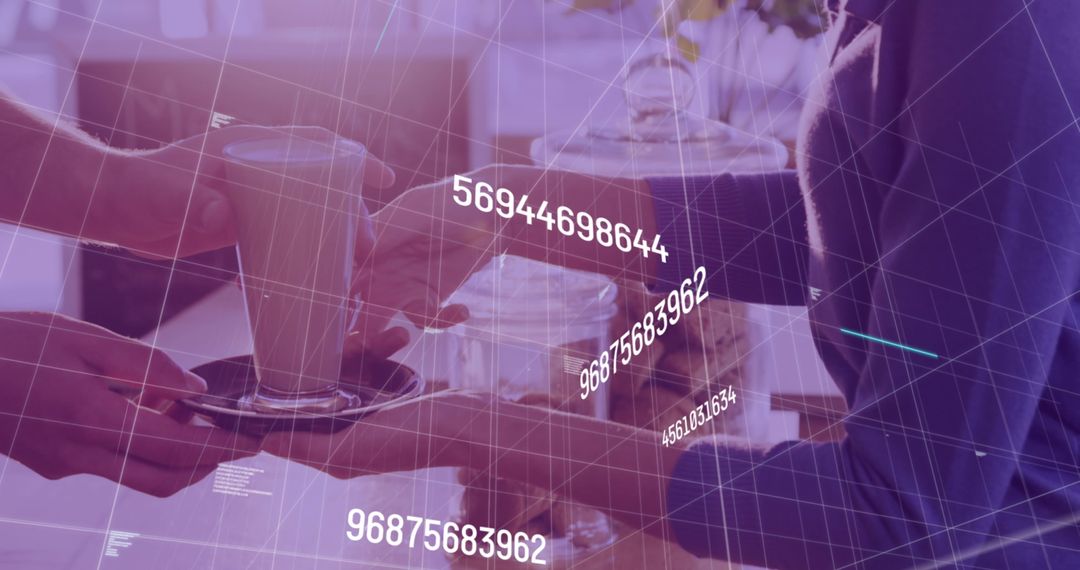 Digital Data Overlay on Coffee Service in Modern Cafe