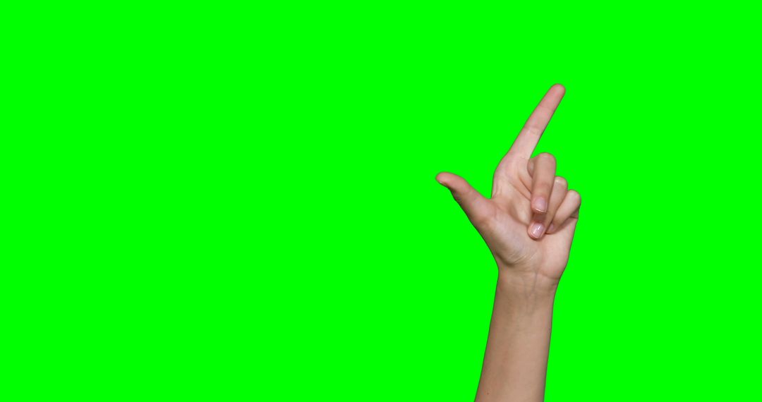 Hand Pointing Gesturing Upwards on Green Background Isolated - Free Images, Stock Photos and Pictures on Pikwizard.com