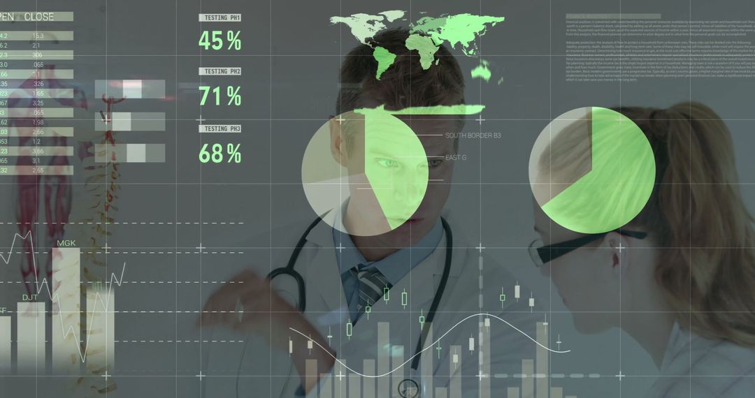 Doctors Analyzing Data on Virtual Interface for Advanced Healthcare Solutions