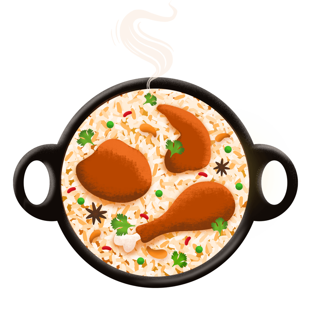 Flavorful Rice with Chicken and Spices on Transparent Background