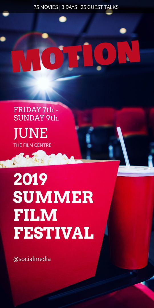 Exciting Summer Film Festival Cinema Event with Popcorn and Drink - Download Free Stock Templates Pikwizard.com