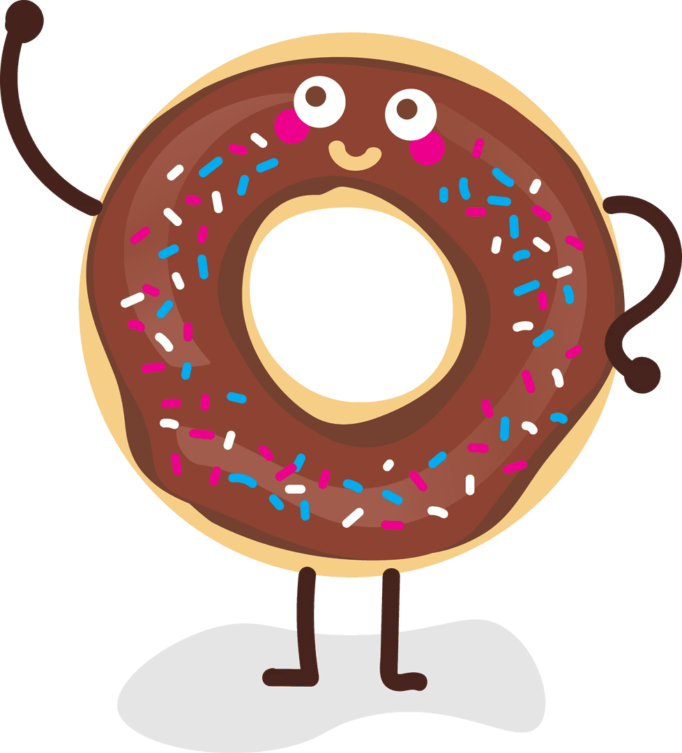 Cute Smiling Donut with Sprinkles on Transparent Background