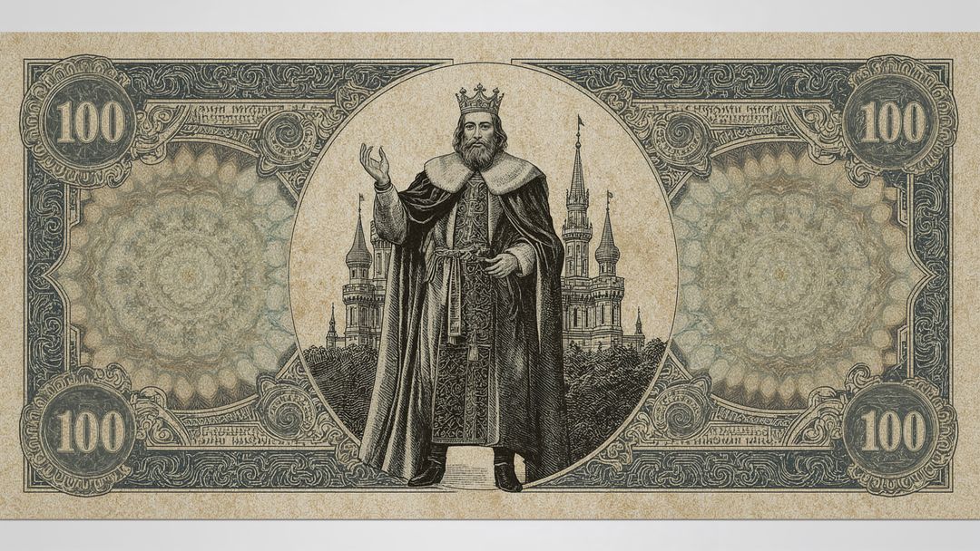 Regal Currency Note with Monarch in Lavish Attire