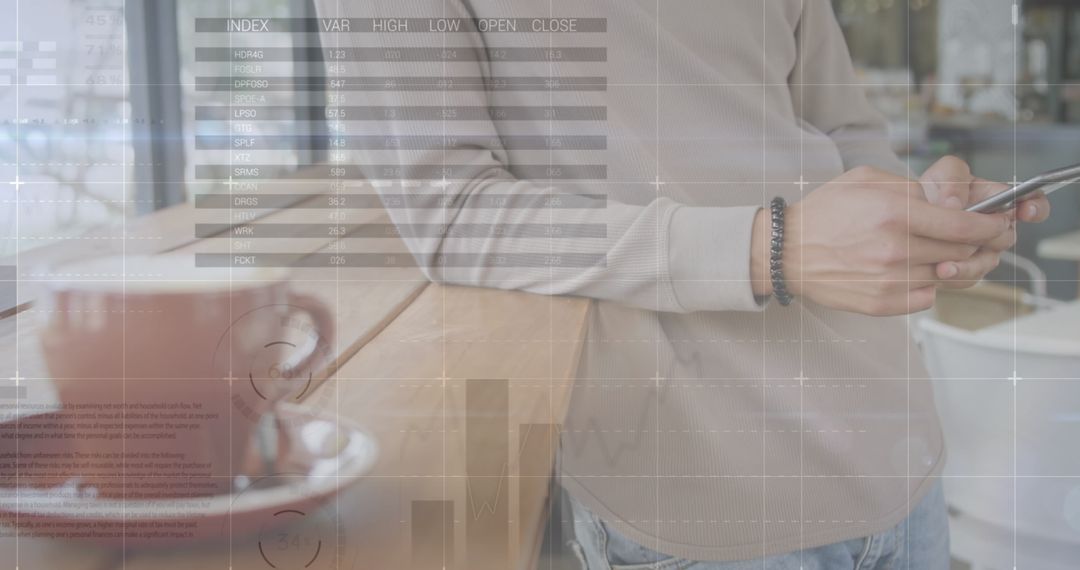 Digital Interface Concept with Business Data Overlaid on Smartphone Usage