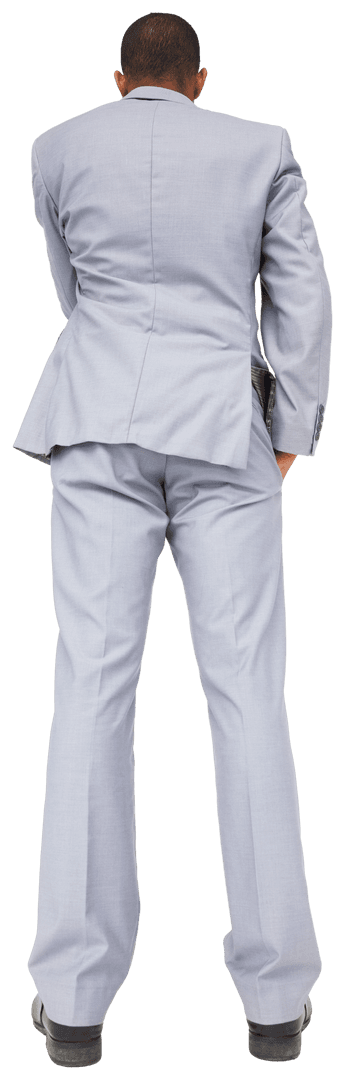 Rear View of Professional Businessman on Transparent Background
