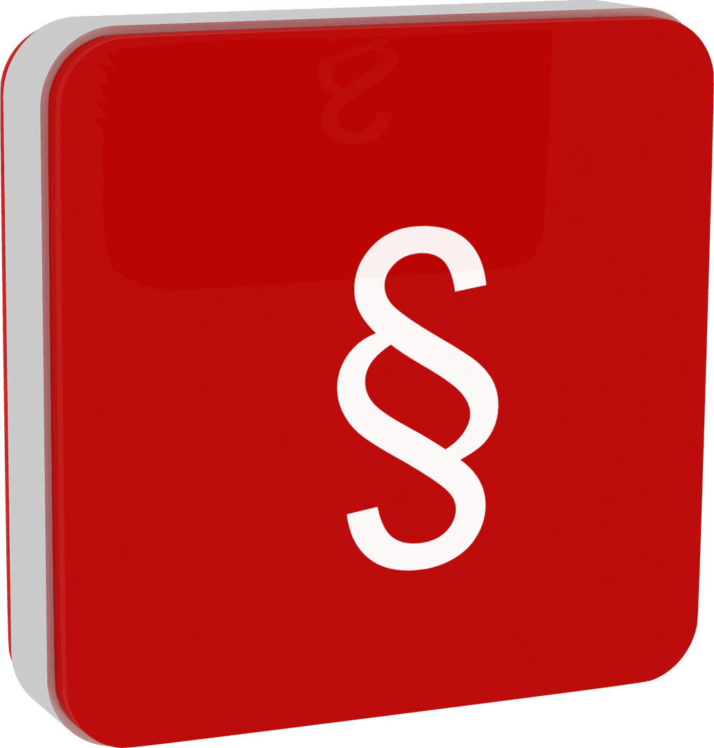 3D Red Transparent Tile Icon with Section Symbol