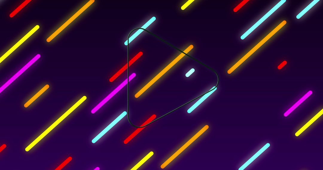 Vibrant Abstract Shapes with Play Symbol on Blue Gradient