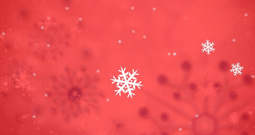 Snowflakes Falling on Red Christmas Pattern Background