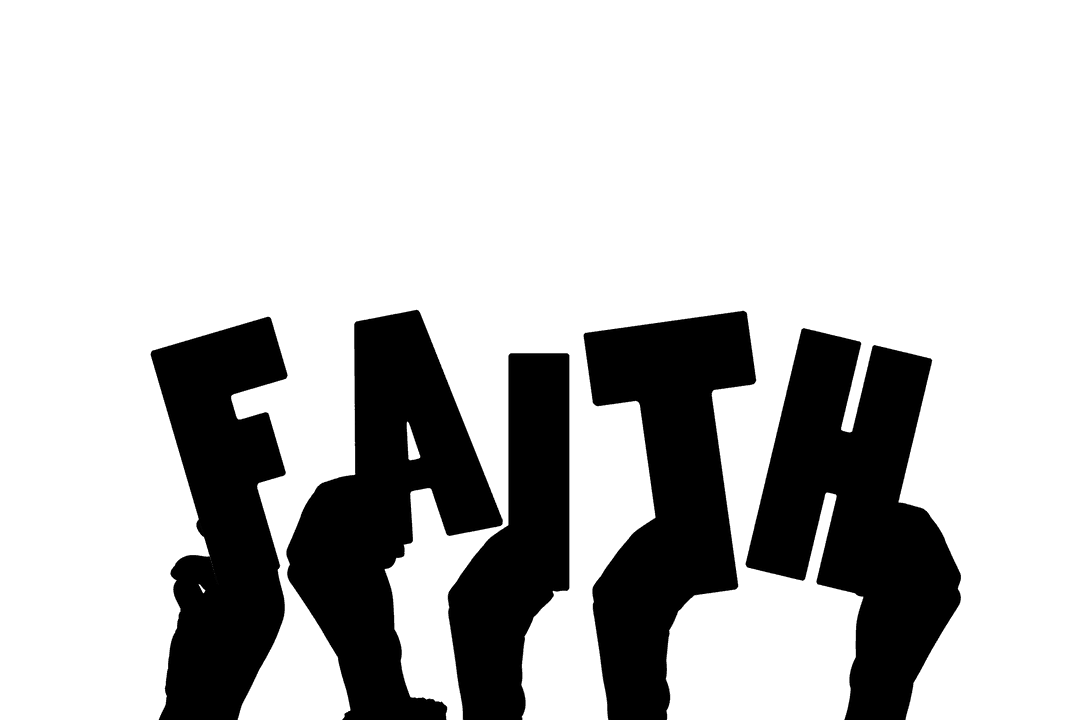 Transparent Faith Text with Praying Hands Illustration