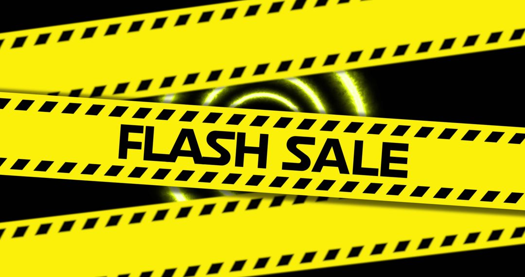 Flash Sale Banner With Bold Hazard Tape Design