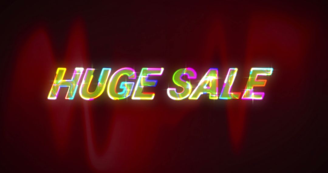 Neon Huge Sale Sign with Waveform Graphic
