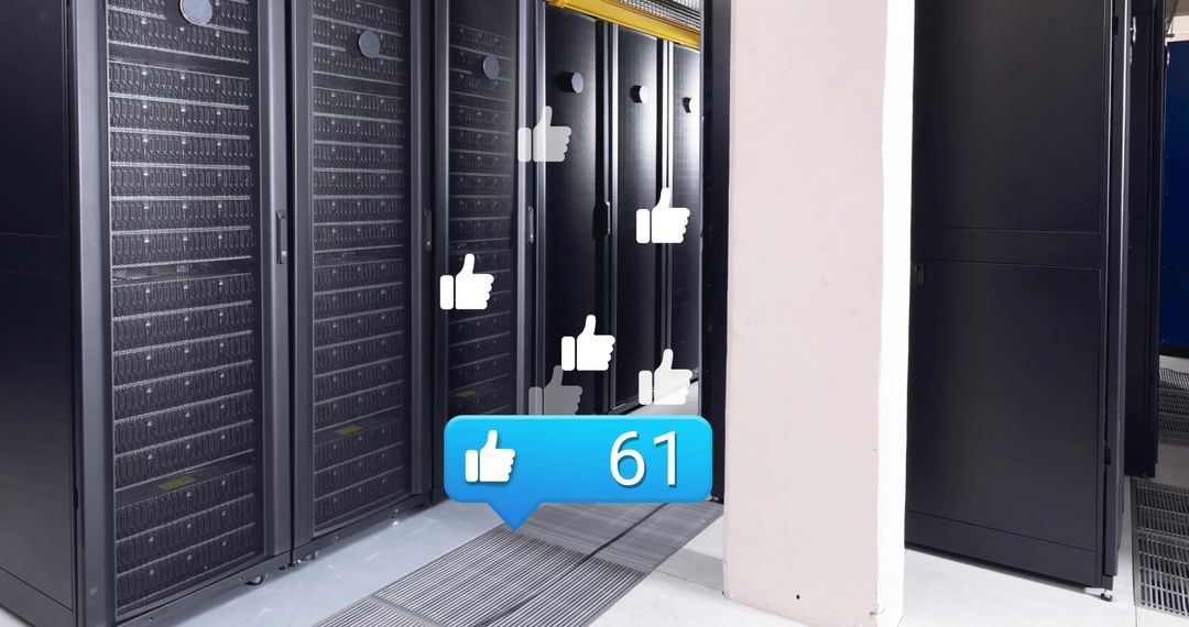 Social Media Like Icons Floating Around Data Servers