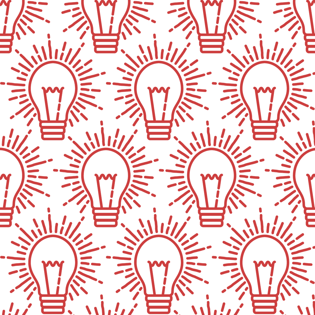 Illuminated Red Light Bulbs Pattern on Transparent Background