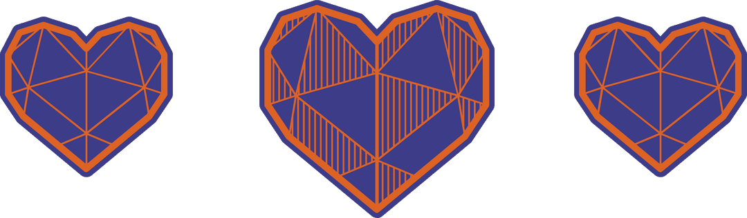 Geometric Transparent Hearts with Orange Outlines Modern Design