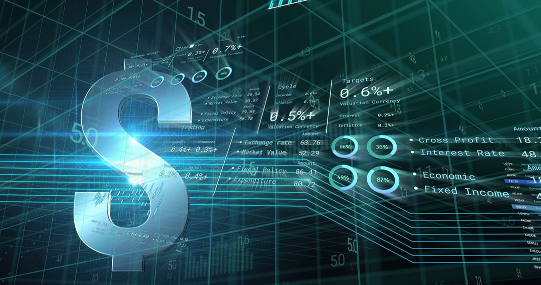 Futuristic Financial Data and Dollar Symbol Representation