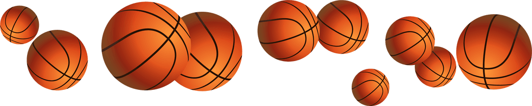 Floating Basketballs with Realistic Lighting on Transparent Background