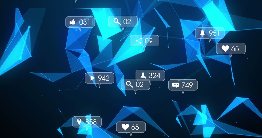 Abstract Digital Interface with Social Media Icons and Numbers