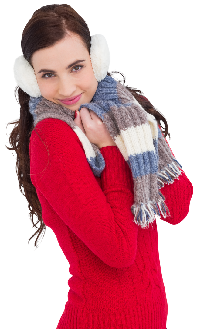 Transparent Woman in Winter Wear with Red Sweater - Download Free Stock Images Pikwizard.com