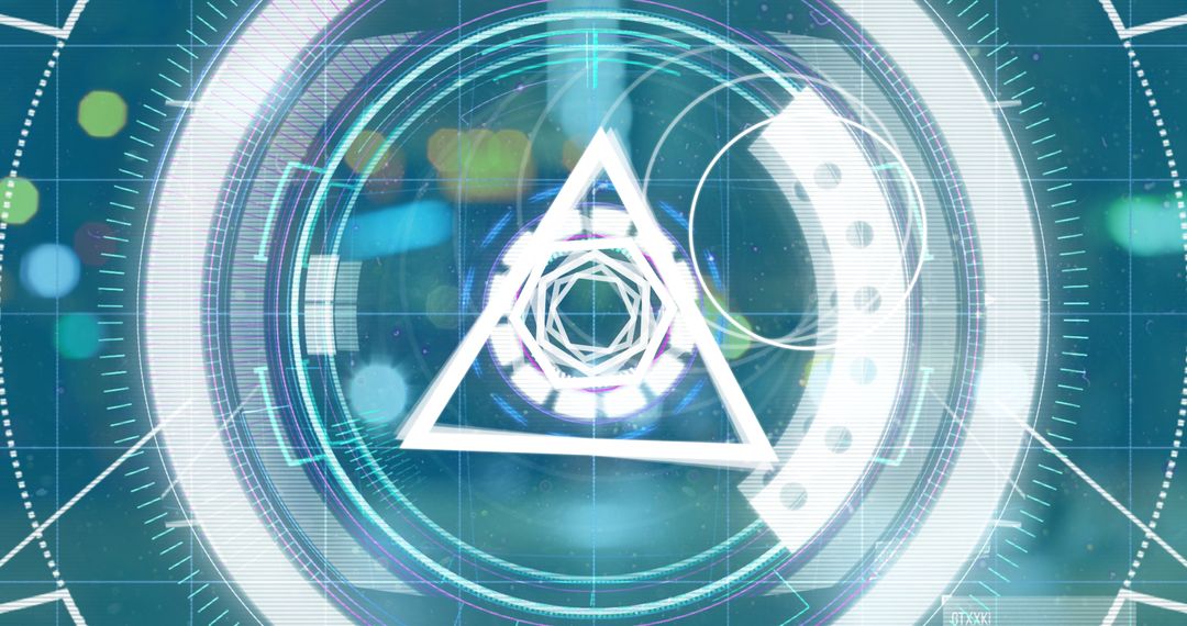 Abstract Digital Interface with Geometric Shape Overlay