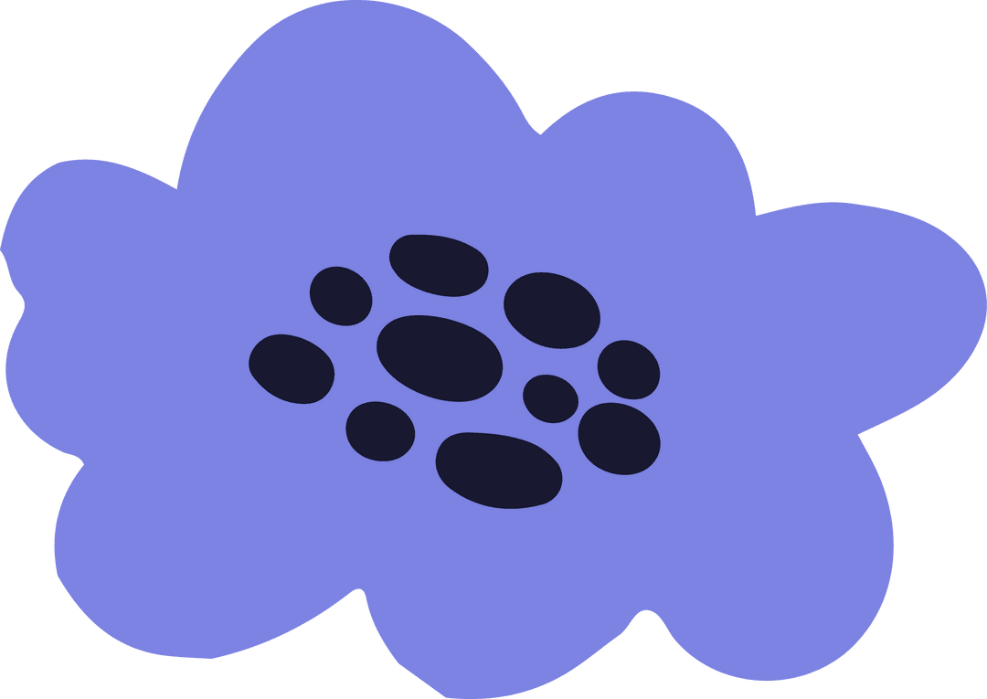 Fluid Abstract Periwinkle Blob with Navy Ovals Transparent