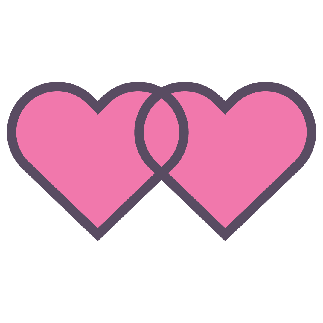 Interlinked Pink Hearts on Transparent Background for Love Concepts