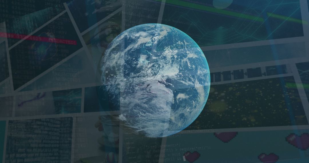 Planet Earth Overlayed with Digital Data Display