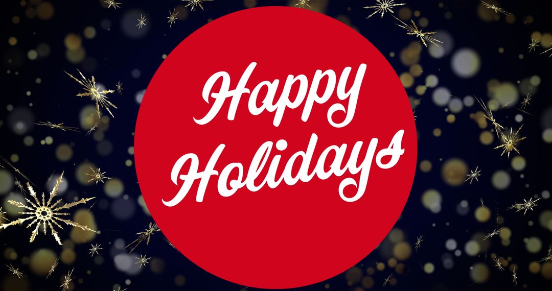 Festive Happy Holidays Red Circle with Snowflake Background