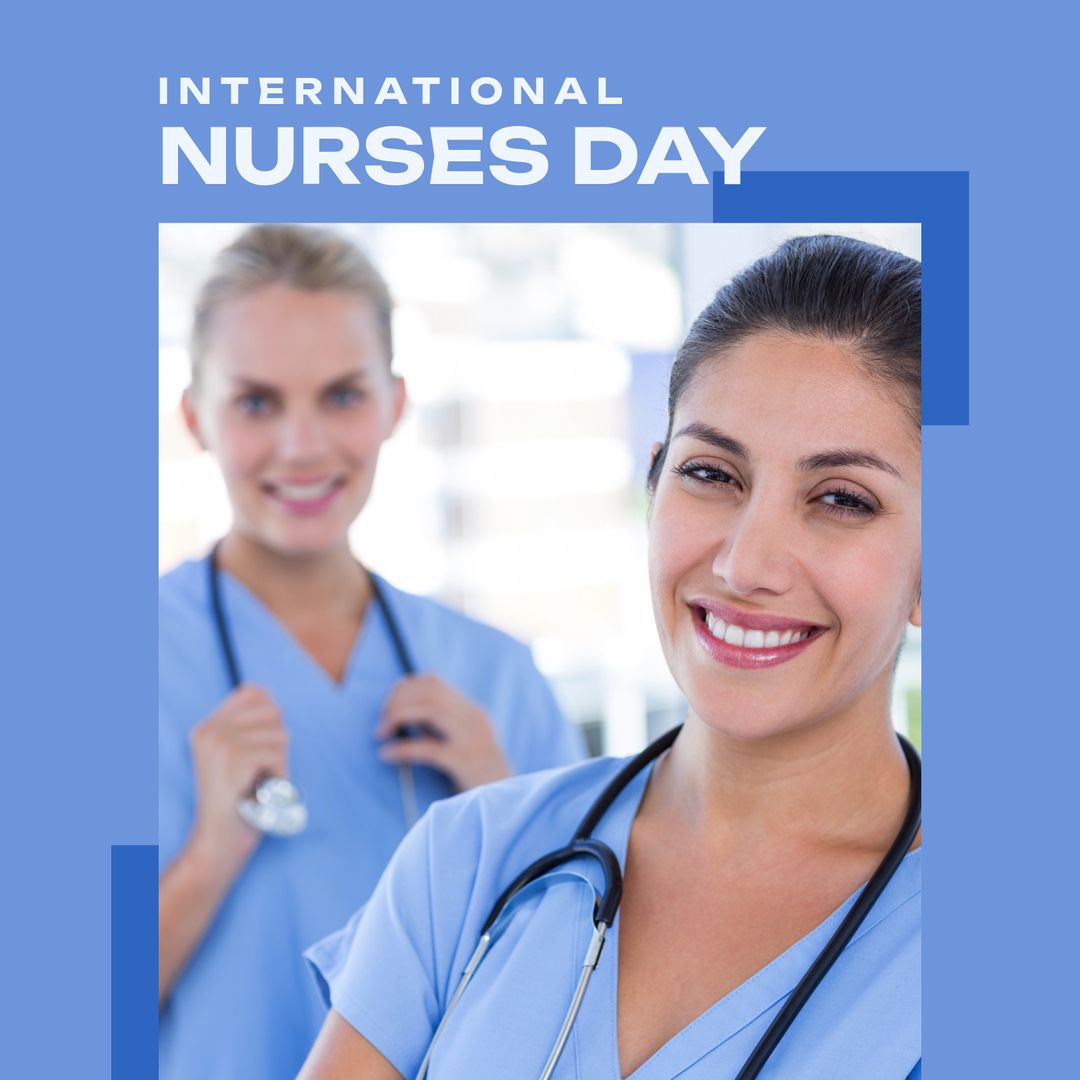 Smiling Caucasian Nurses Celebrating International Nurses Day - Download Free Stock Templates Pikwizard.com