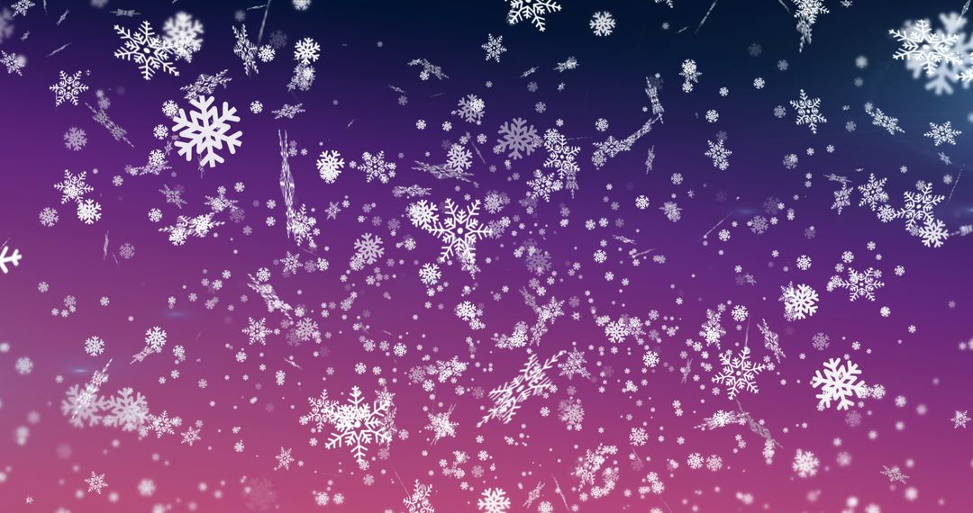 Snowflakes Gently Falling on Dynamic Violet Background