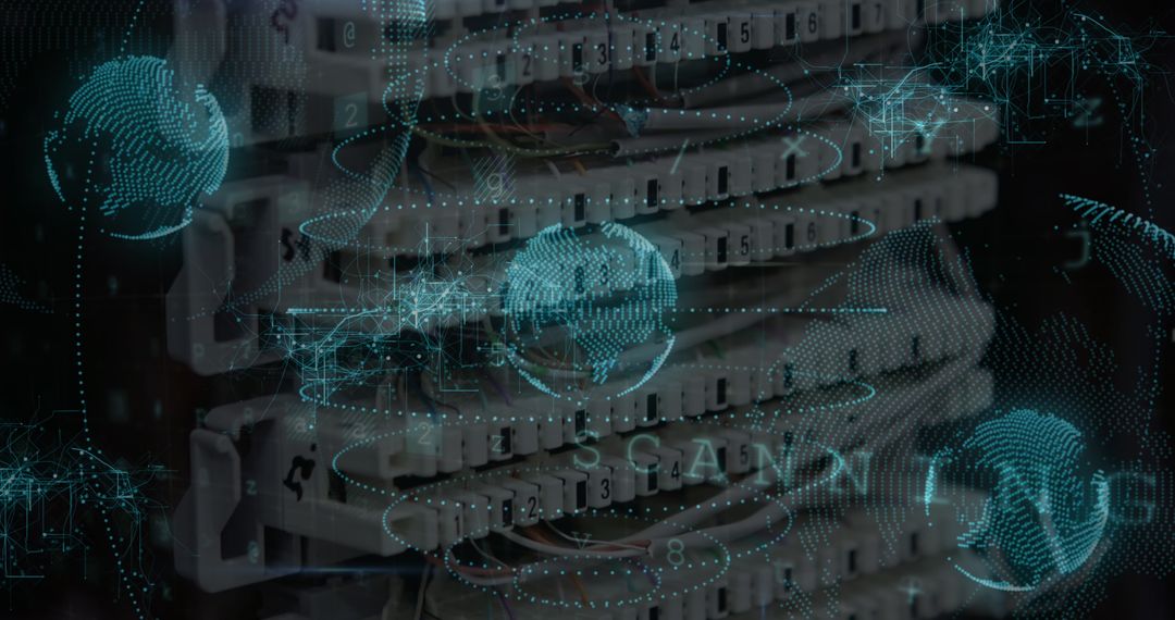 Digital Globe Interface Overlay on Server Hardware Concept