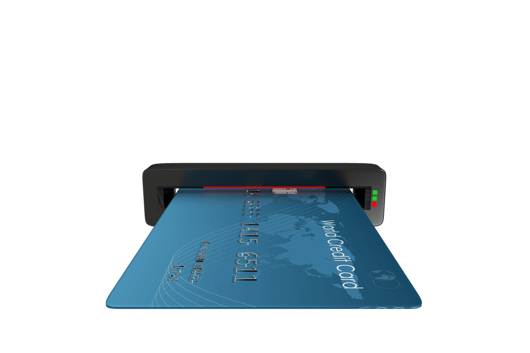 ATM Transaction Showing Credit Card on Transparent Background