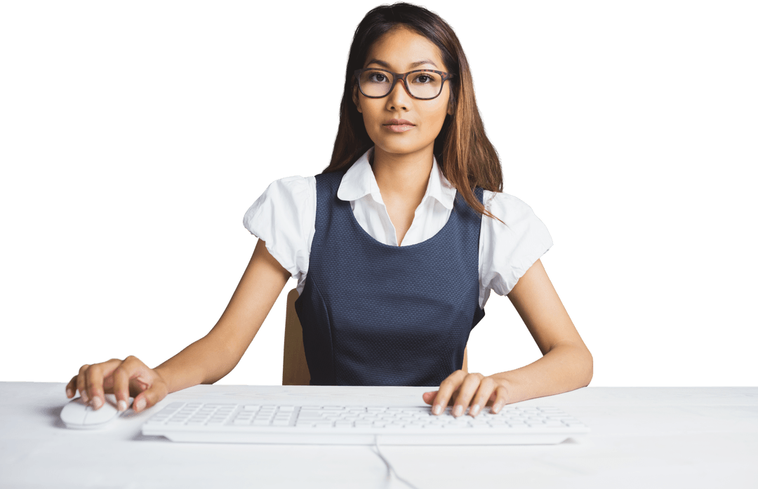 Transparent Young Professional with Keyboard and Mouse