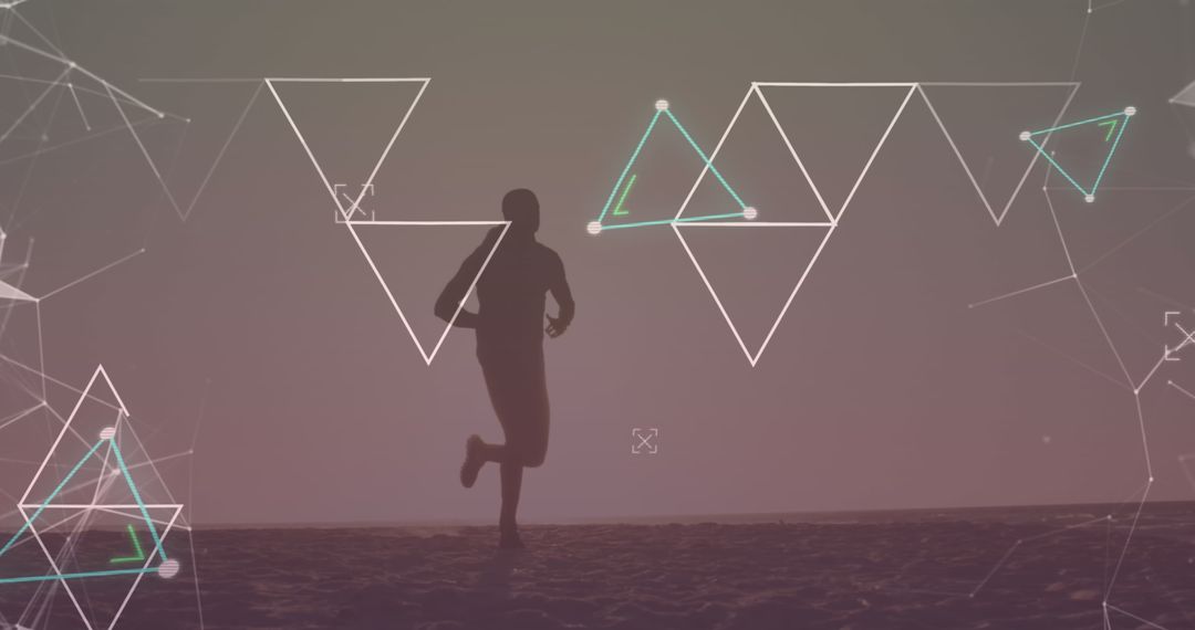 Digital Overlay of Silhouette Runner on Beach