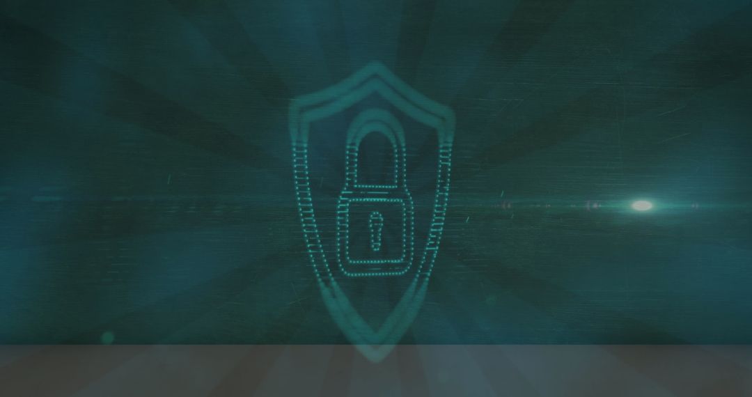 Digital Security Padlock Icon on Blue Background