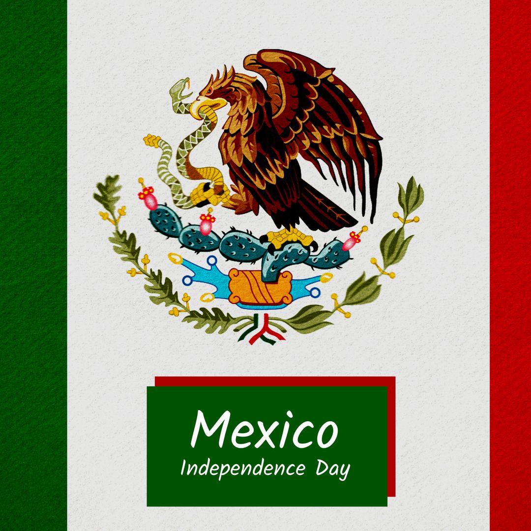 Mexico Independence Day Celebration with Flag and Emblem