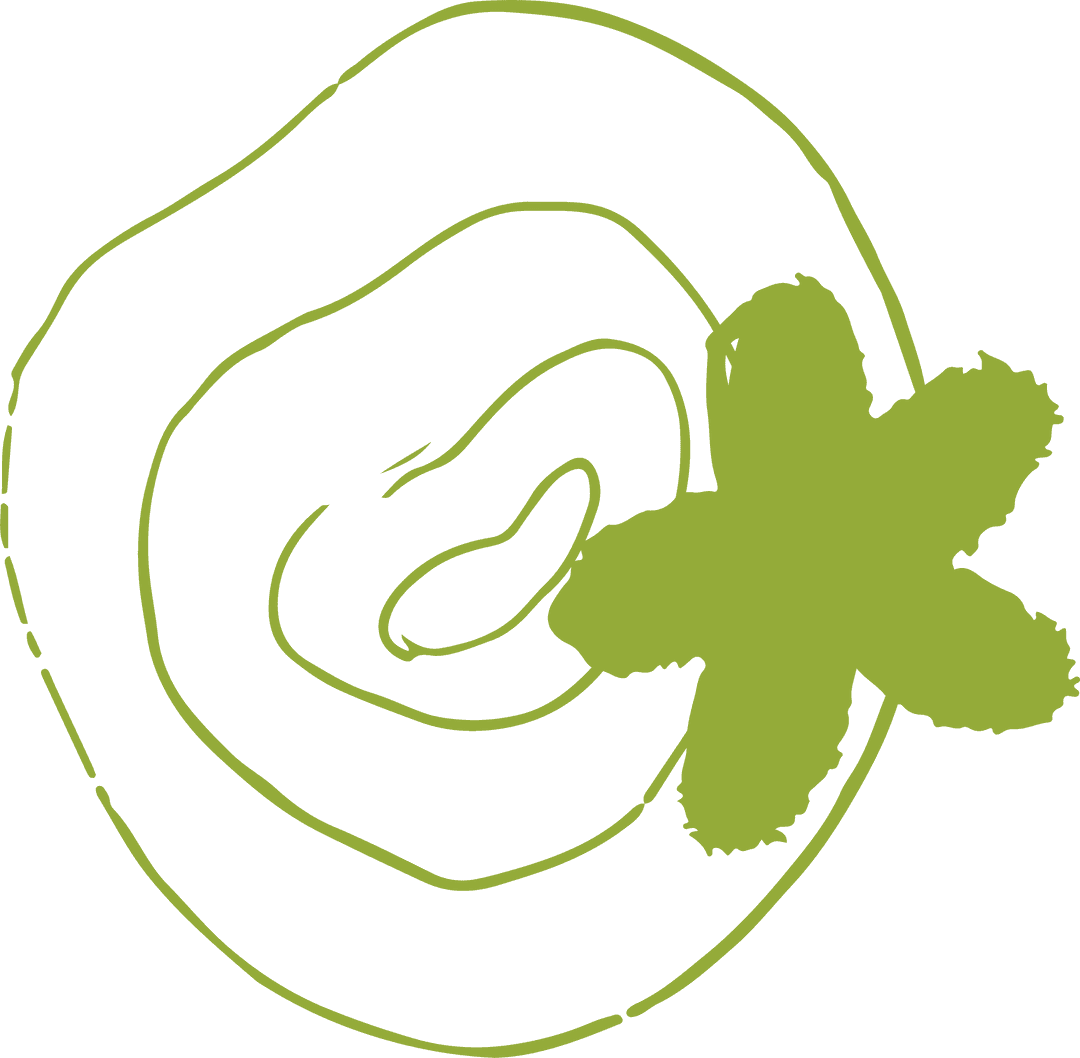 Abstract Green Vector with Rings and Star on Transparent Background