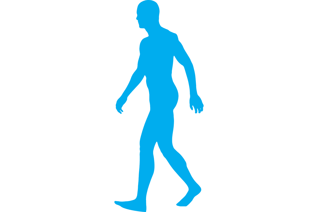 Transparent Blue Silhouette of Man Walking Forward