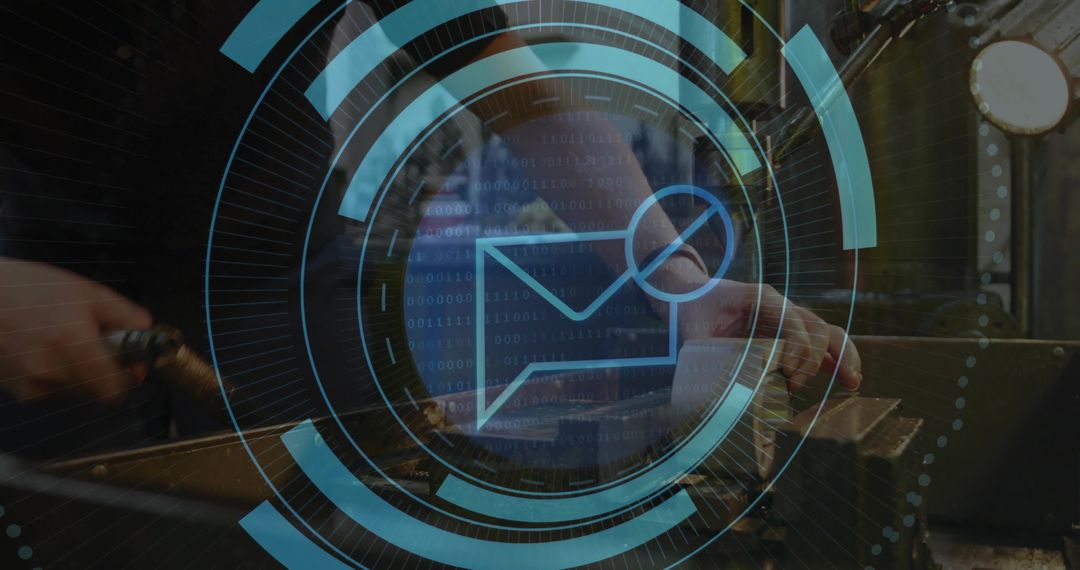 Futuristic Digital Overlay on Traditional Blacksmith Crafting