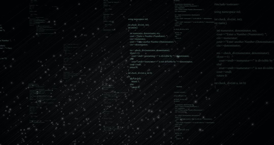 Futuristic C++ Programming Interface Overlay with Starfield Effect