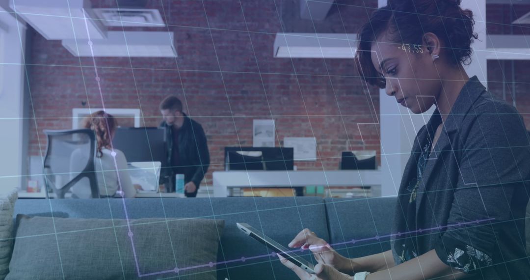 Business Technology Integration with Woman Using Tablet in Office