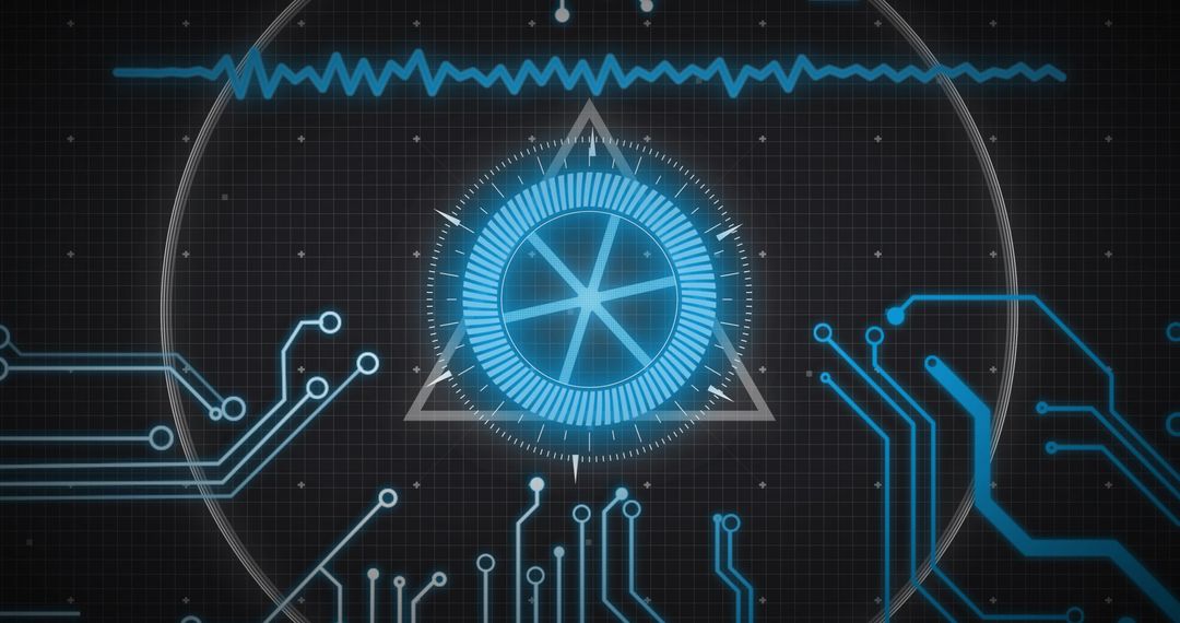 Futuristic HUD with Circuit and Waveform Interface