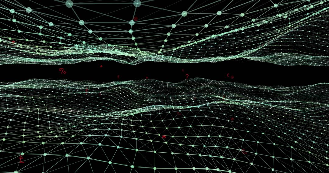 Abstract Digital Landscape with Network Connections