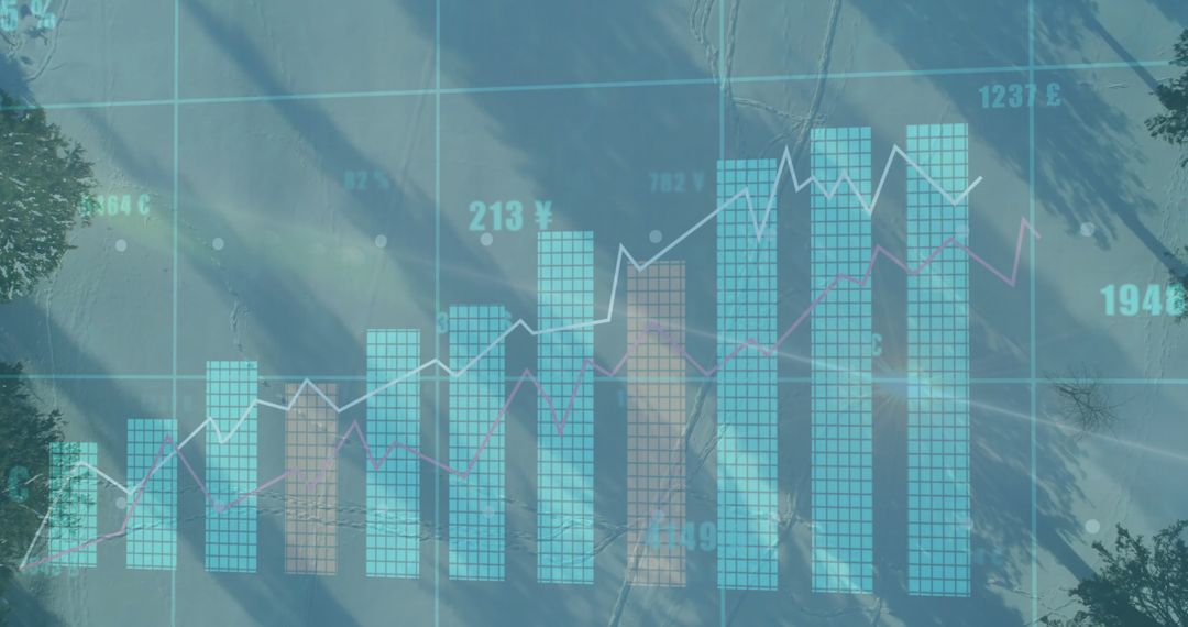 Overlay of Financial Charts on Urban Pavement with Shadows
