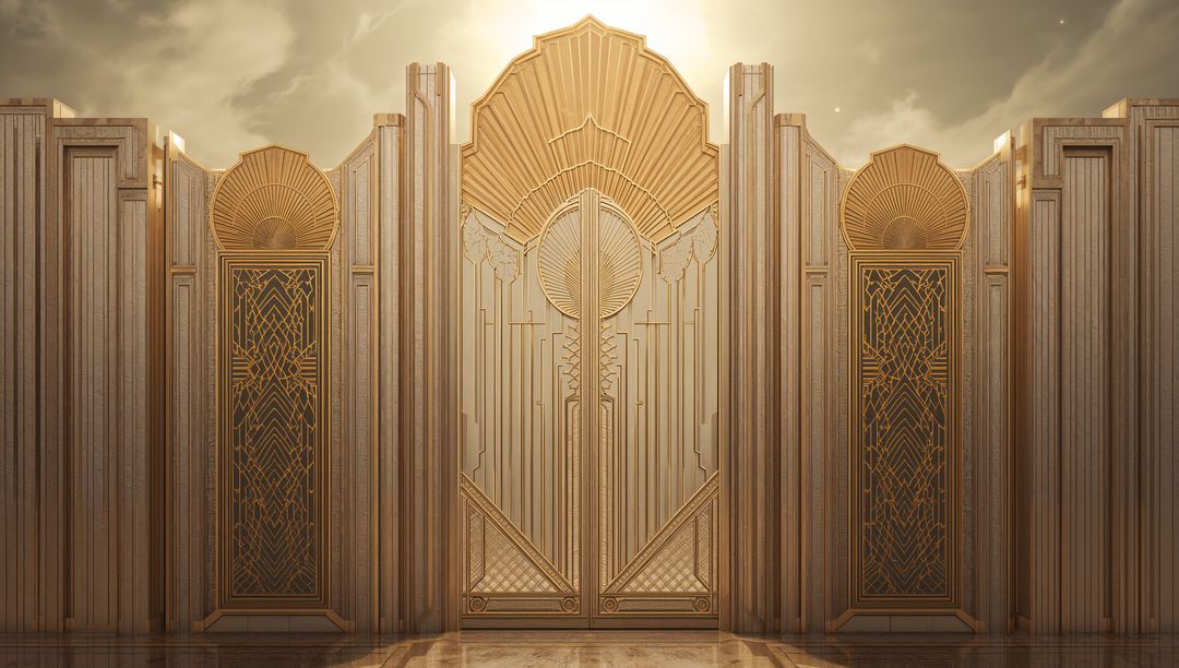 Luxurious Golden Art Deco Doorway with Elegant Architectural Details